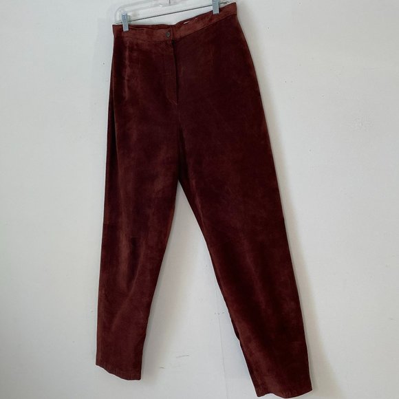 Lord & Taylor Suede Pants Trousers Rust Orange Brown vintage fits size 10-12 - Picture 3 of 14